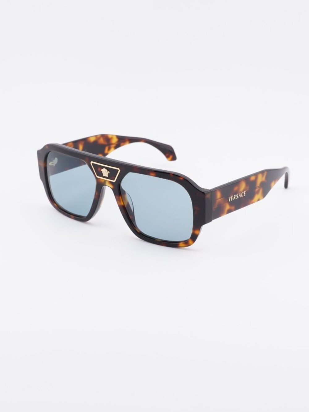 Versace VE4508U 553780 Sunglasses Havana Aviator Frame, Blue Lenses